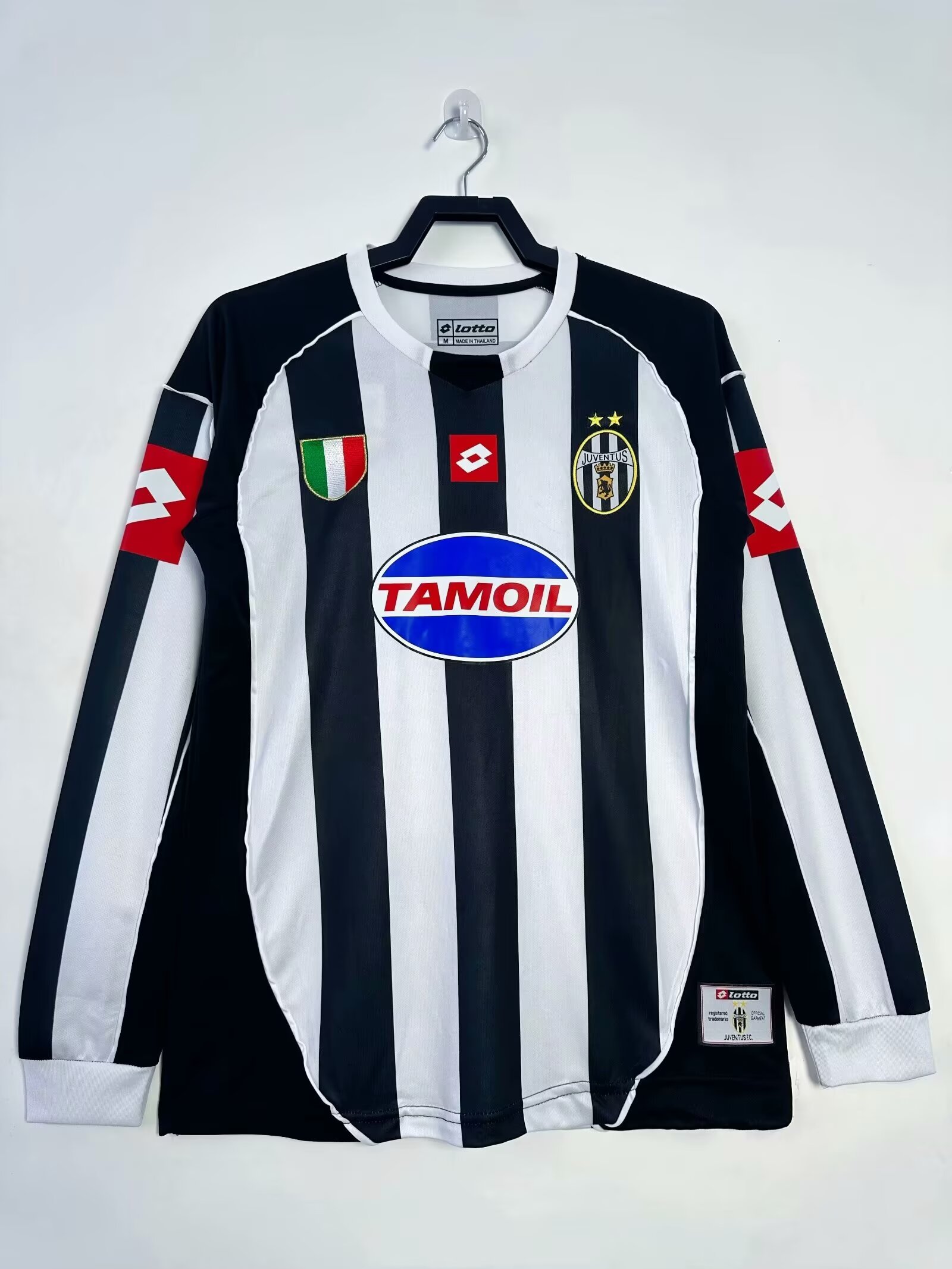 02/03 Retro Version Juventus Home Black & White Thailand LS Soccer Jersey AAA-811