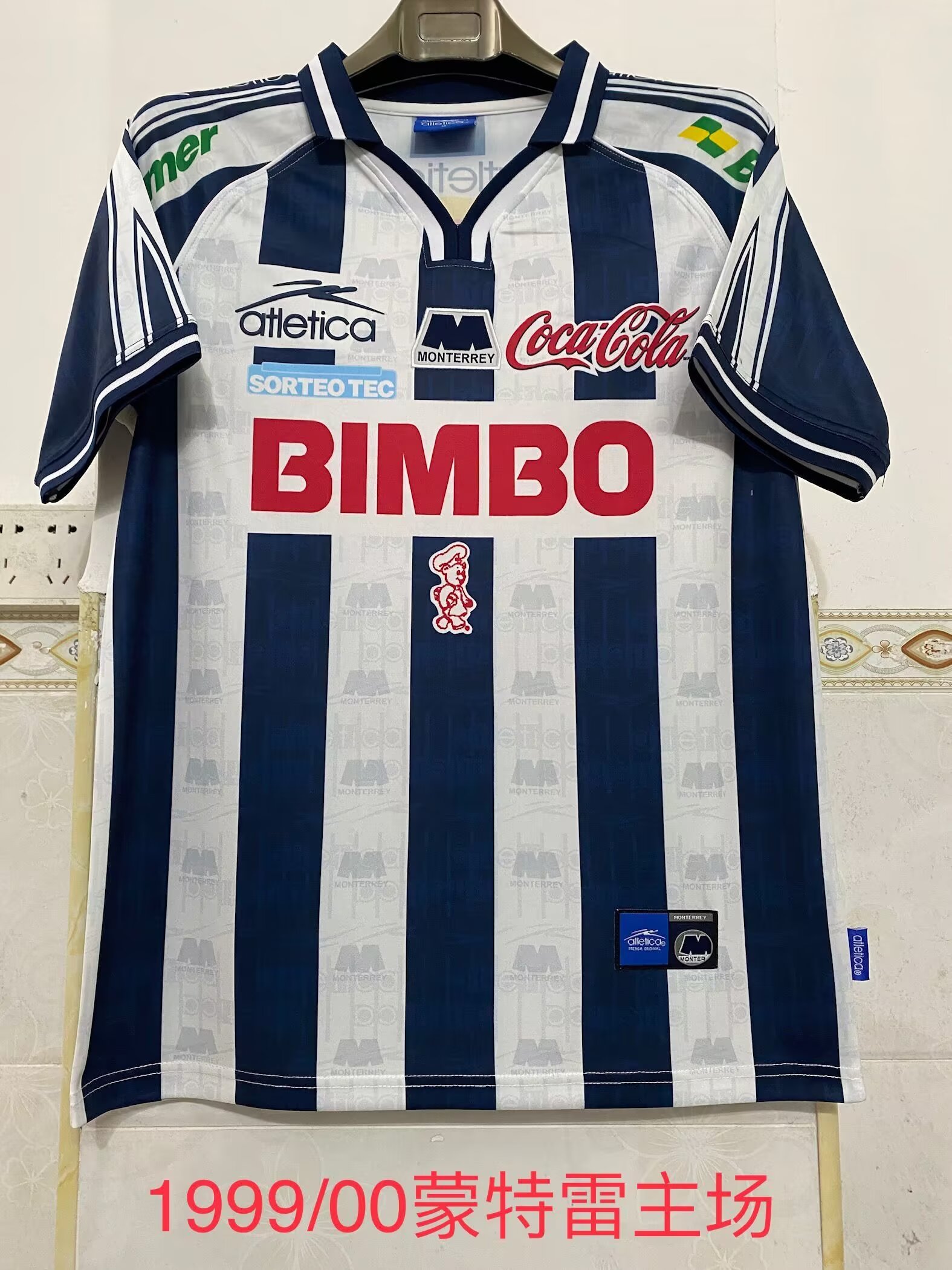 1999-00 Retro Version Monterrey Home Blue & White Thailand Soccer Jersey AAA-2041