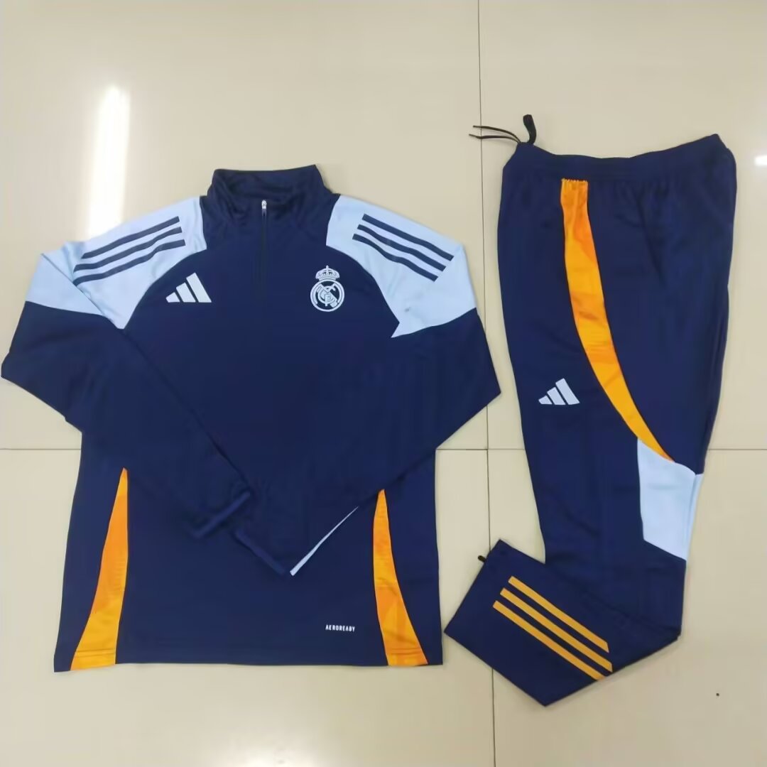 2024/25 Real Madrid Cyan Soccer Tracksuit Uniform-GDP