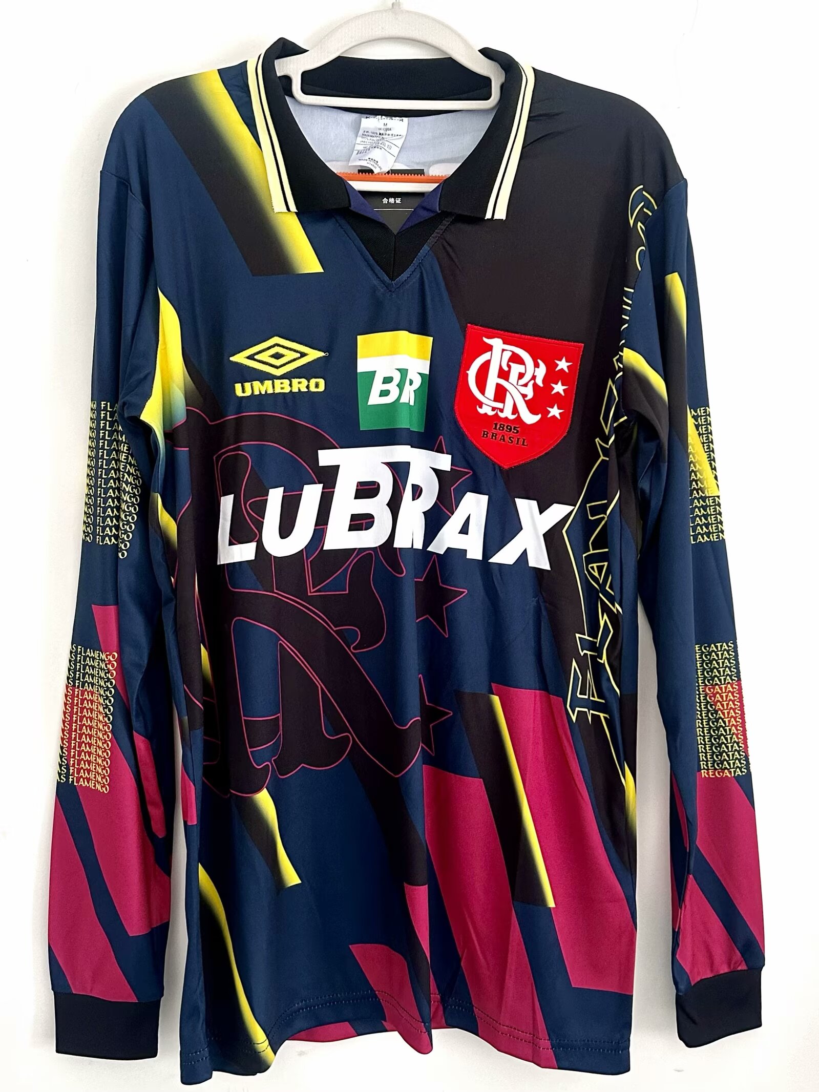 1997 Retro Version Flamengo Goalkeeper Black & Blue & Red LS Thailand Soccer Jersey AAA-FY